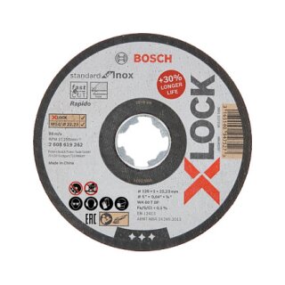 Powertools PRO Stainless Steel and Metal X-LOCK Trennscheibe, 125mm (Bohrung 22,23mm, WA 60 T BF, gerade)