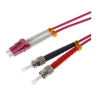 helos LWL OM4 Patchkabel Duplex LSZH 3,0mm LC/ST erikaviolett 3,0m