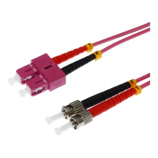 helos LWL OM4 Patchkabel Duplex LSZH 3,0mm SC/ST erikaviolett 10,0m