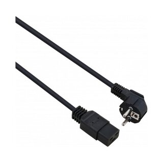 helos Netzanschlusskabel, Schutzkontaktstecker 90 auf C19, schwarz, 3,0m