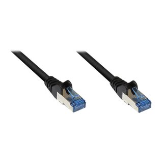 GoodConnections Patchkabel mit Rastnasenschutz, Cat. 6A, S/FTP, PiMF, halogenfrei, 500MHz, schwarz, 1m,