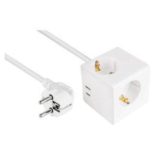 kabelmeister Steckdosenwürfel 3-fach USB-C USB-A, weiß, 3m