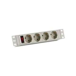 EFB 25,4cm 10Zoll 1HE Steckdosenleiste 4 x CEE 7/3 mit Schalter im Aluprofil grau