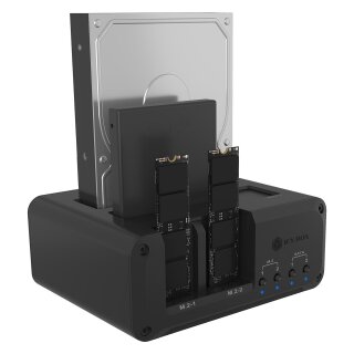 4-bay DockingStation für 2x M.2 NVMe und 2x 2,5"/3,5" HDD/SSD in Single Modus, Host USB 3.2 Gen 2, 10 Gbps