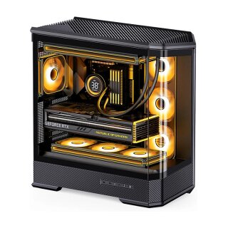 Jonsbo D400 PC-Gehäuse, Midi Tower, ATX, Tempered Glass - schwarz