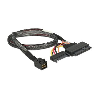 Kabel SFF-8643 Stecker > U.2 SFF-8639 Buchse + SATA Stromanschluss 50 cm