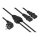 Y-Netzkabel Schutzkontakt-Stecker Typ E+F (CEE 7/7, gewinkelt) an 2x Buchse C13, schwarz, 2m