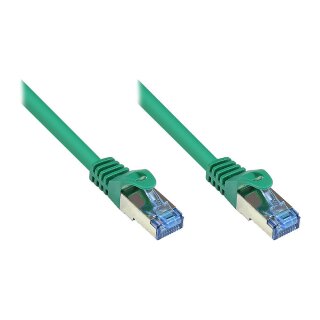GoodConnections Patchkabel mit Rastnasenschutz, Cat. 6A, S/FTP, PiMF, halogenfrei, 500MHz, grün, 15m,