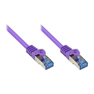 GoodConnections Patchkabel mit Rastnasenschutz, Cat. 6A, S/FTP, PiMF, halogenfrei, 500MHz, violett, 15m,