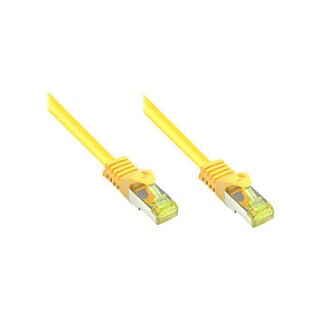 GoodConnections RJ45 Patchkabel mit Cat. 7 Rohkabel und Rastnasenschutz (), S/FTP, PiMF, halogenfrei, 500MHz, OFC, gelb, 25m,
