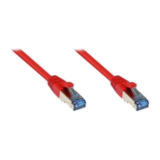 GoodConnections Patchkabel mit Rastnasenschutz, Cat. 6A, S/FTP, PiMF, halogenfrei, 500MHz, rot, 10m,