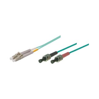 Patchkabel LWL Duplex OM3 (Multimode, 50/125) LC/ST, LSZH, austauschbare Polarität, 1m, Good Connections®