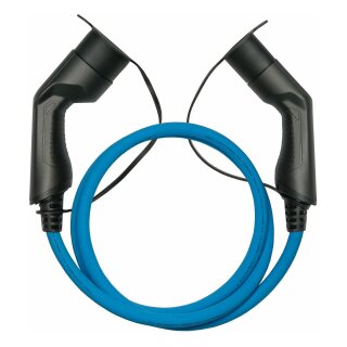 Typ 2 Ladekabel für Elektro- und Hybridfahrzeuge, 3-phasig, 32 A, 22 kW, blau, 10m