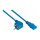 Netzkabel Schutzkontakt-Stecker Typ E+F (90° gew.) an Kaltgeräte-Buchse C13, blau, 0,75mm², 0,5m