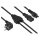 Y-Netzkabel Schutzkontakt-Stecker Typ E+F (90° gew.) an Buchse C13 und Buchse C5, schwarz, 2m