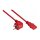 Netzkabel Schutzkontakt-Stecker Typ E+F (90° gew.) an Kaltgeräte-Buchse C13, rot, 1,00mm², 5m