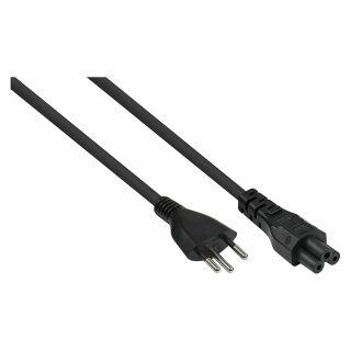 Netzkabel Schweiz Netz-Stecker Typ J (SEV 1011) an Kleeblatt-Buchse C5, schwarz, 0,75mm², 1,8m