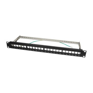Patchpannel Keystone 24 Port 1 HE shielded, black LogiLink