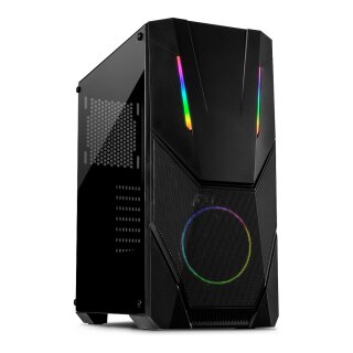 Inter-Tech IT-3303 Hornet Midi Tower ATX RGB Gaming Gehäuse mit Seitenfenster