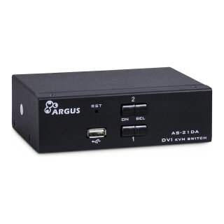 Inter-Tech KVM Switch AS-21DA DVI, 2 Port, Metall, Front US