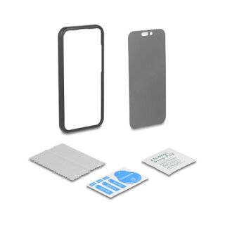 Delock Schutzfolie für iPhone 17 Pro mit Sichtschutz aus gehärtetem Glas Anti Spy 2 Wege Blickschutz mit Installationshilfe