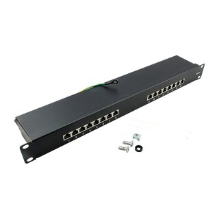 Patchpannel 19" 16 Port Cat6 STP black EconLine Logilink