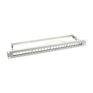 Patchpannel Keystone 24 Port 1 HE shielded. grey LogiLink