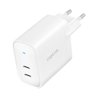 Charger LogiLink 2xUSB-C 40 W White