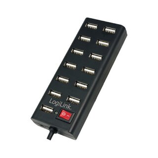 USB-HUB 13-Port m. Netzteil schwarz Kunststoff