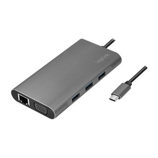 Logilink Dockingstation USB 3.2 Gen1,USB-C, 10-Port,PD,silb.