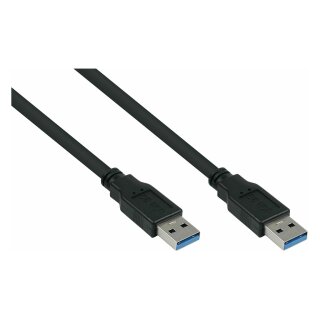 Anschlusskabel USB 3.0 Stecker A an Stecker A, Premium, DATA AWG28 / Power AWG24, UL, KUPFER, schwarz, 0,5m