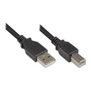 Connections Anschlusskabel USB 2.0 Stecker A an Stecker B, schwarz, 0,5m