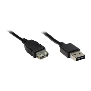 Connections Verlängerungskabel USB 2.0 EASY Stecker A an Buchse A, schwarz, 2m