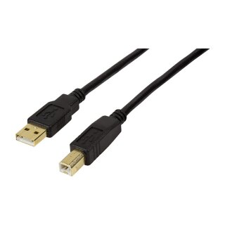 USB 2.0 cable, USB-A/M to USB-B/M, amplifier, black, 20 m