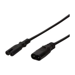 Power cable extension, IEC C8 to IEC C7, black, 2 m
