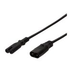Power cable extension, IEC C8 to IEC C7, black, 2 m