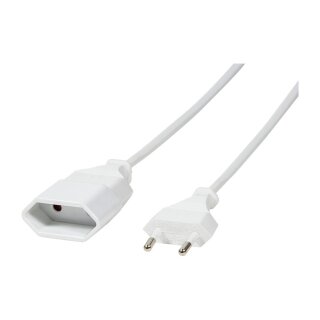 Power cable extension, CEE 7/16, white, 1 m