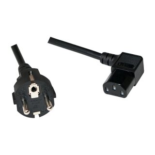Power cable, CEE 7/7 to IEC C13 (90°), black, 2 m