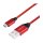 USB 2.0 cable, USB-A/M to Micro-USB/M, fabric, metal, red, 0.3 m
