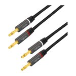 Audio cable, 2x2 Banana-plug, metal, black, 3 m