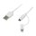 USB 2.0 cable, USB-A/M to Micro-USB + Lightning/M, white, 1 m
