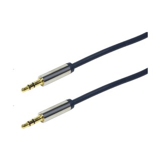 Audio cable, 3.5 mm 3-pin/M to 3.5 mm 3-pin/M, metal, blue, 1 m