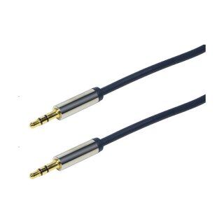 Audio cable, 3.5 mm 3-pin/M to 3.5 mm 3-pin/M, metal, blue, 0.3 m
