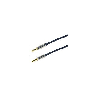 Audio cable, 3.5 mm 3-pin/M to 3.5 mm 3-pin/M, metal, blue, 1.5 m