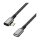 USB 3.2 Gen1 Type-C cable, C/M 90° to C/F, 5 Gbps,100W,nylon,alu,black/grey,2 m