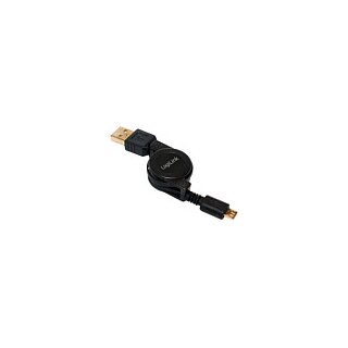 Logilink USB 2.0 cable, USB-A/M to Micro-USB/M, retractable, black, 0.75 m