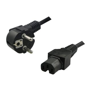 Logilink Power cable, CEE 7/7 (90°) to IEC C15, black, 2 m