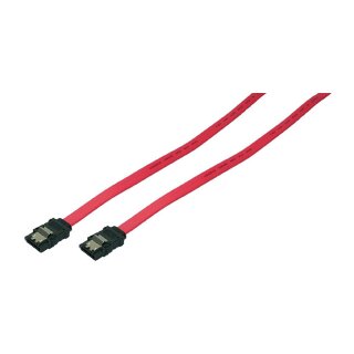Logilink SATA cable, SATA/M to SATA/M, 6 Gbps, latch, red, 0.9 m