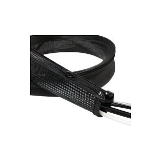 Logilink Cable sleeve with zipper, Polyester, OD: 30 mm, black, 1 m