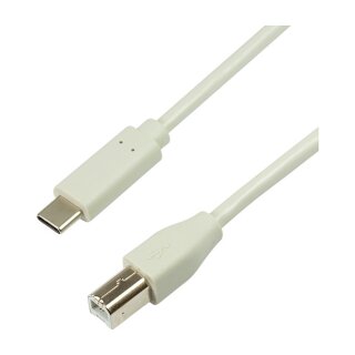 Logilink USB 2.0 Type-C cable, C/M to B/M, grey, 2 m
